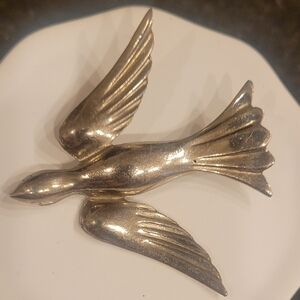Vintage Silver Tone Sparrow Brooch, Bird Pin